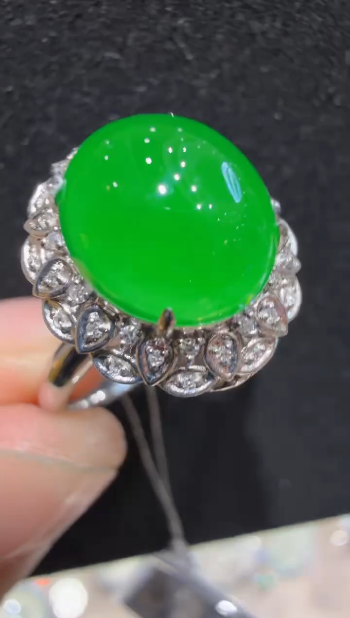 18K金镶嵌戒指翡翠多样性团购发一件
