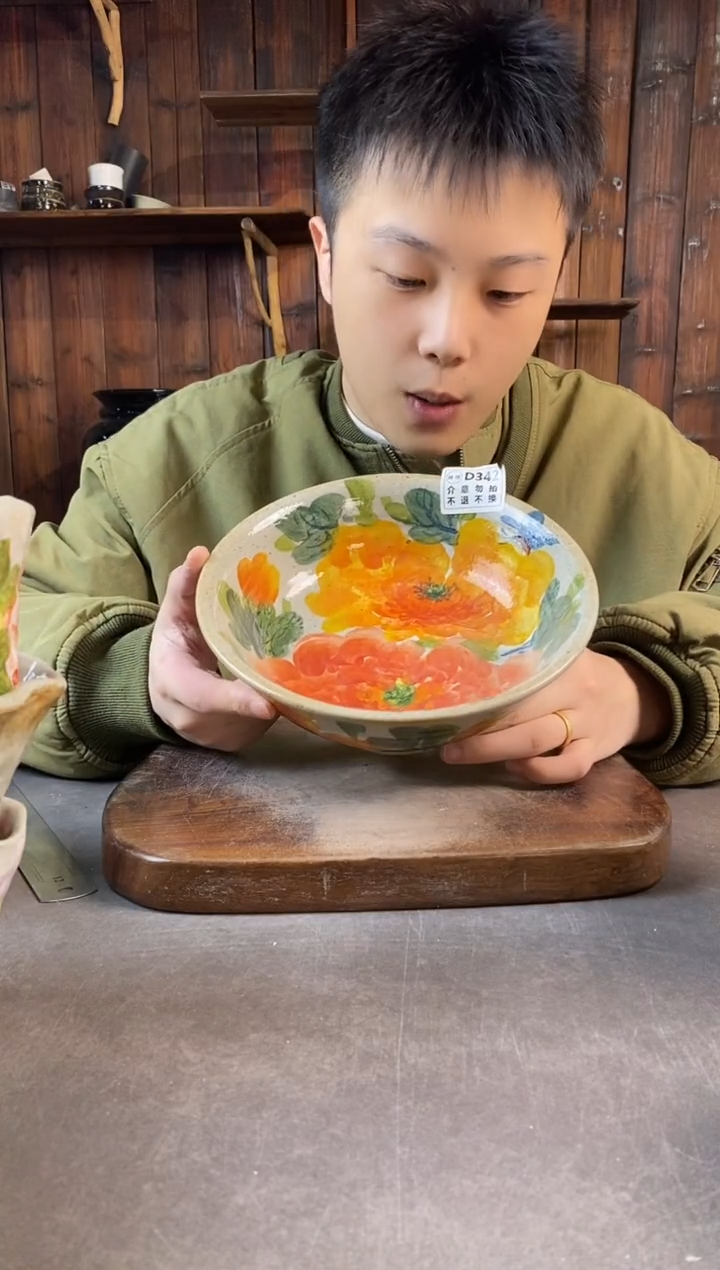 碗342瑕，手工手绘，超值陶瓷