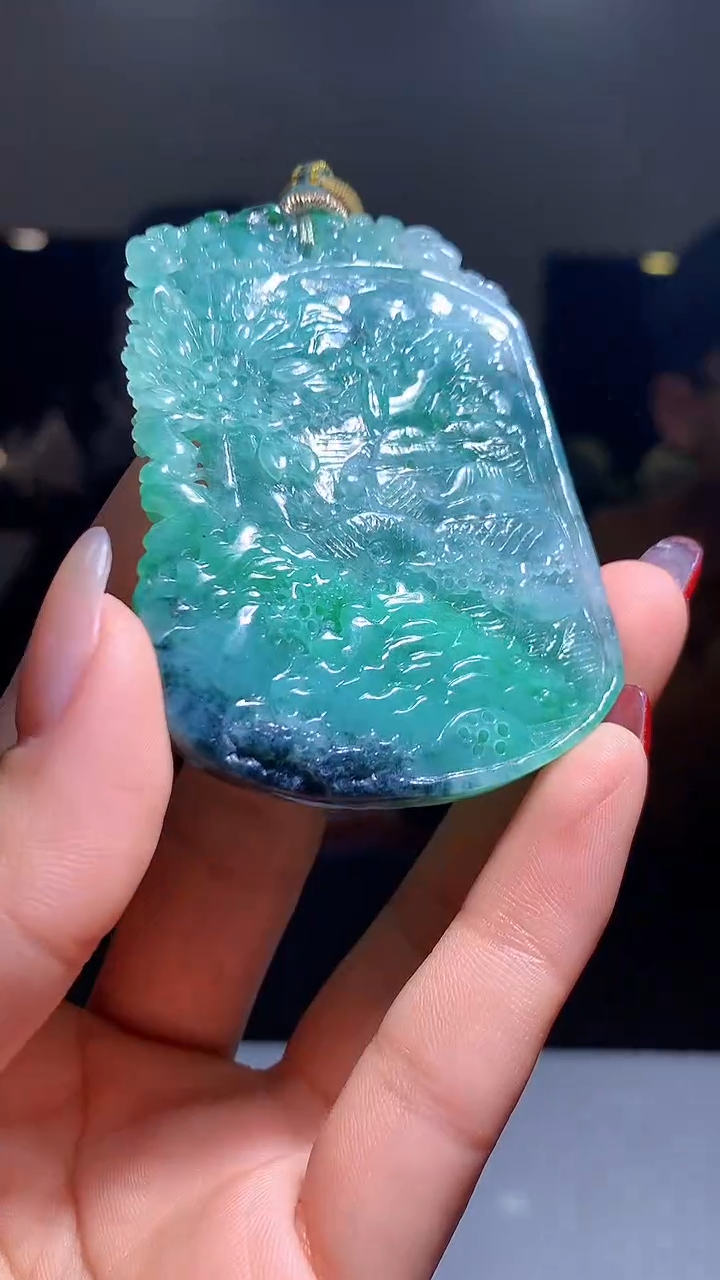 【闪购商品】定制翡翠未镶嵌1002hm-毛货挂件40