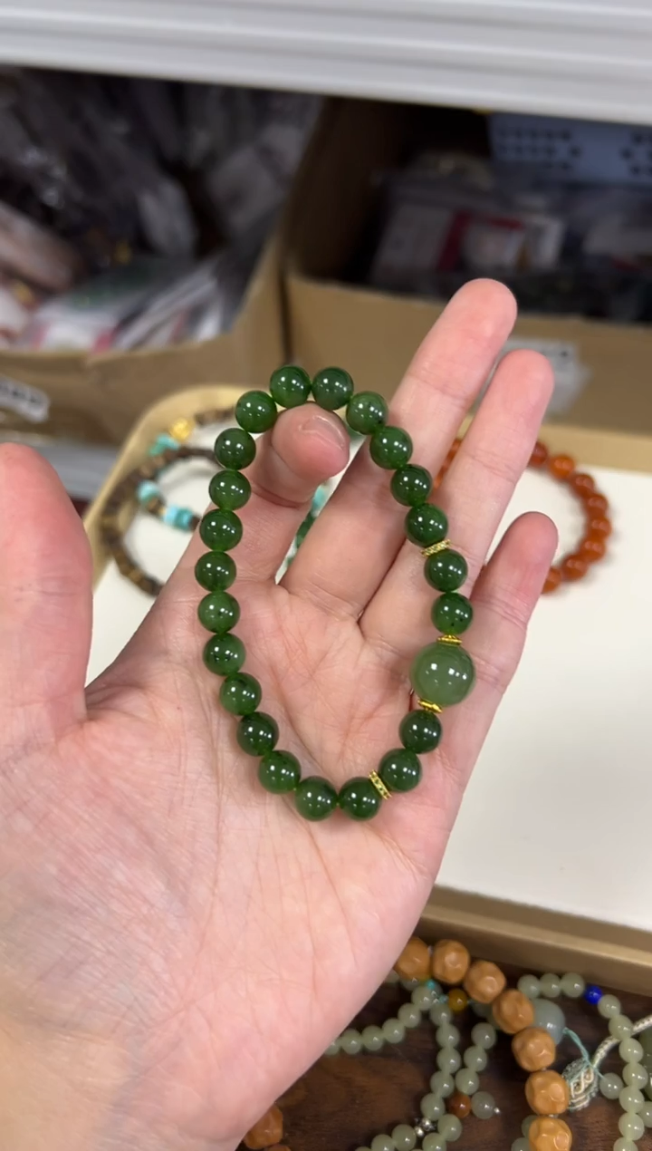 未镶嵌手链和田玉孤品红皮和田玉碧玉手链[2890]