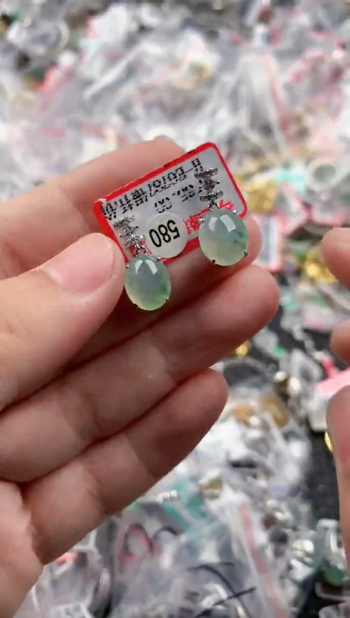 银S925镶嵌戒指翡翠444   10