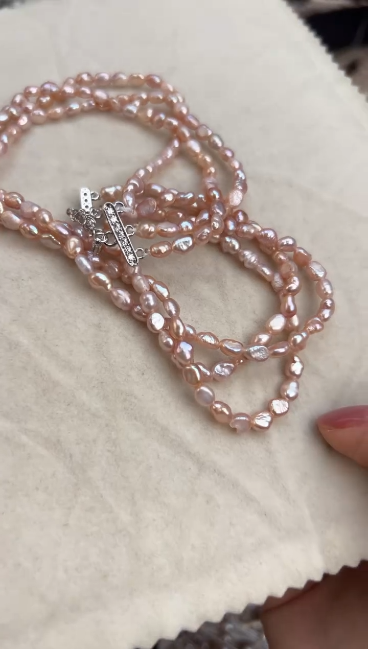 未镶嵌10淡水珍珠言**艳多层*珍珠项链无核