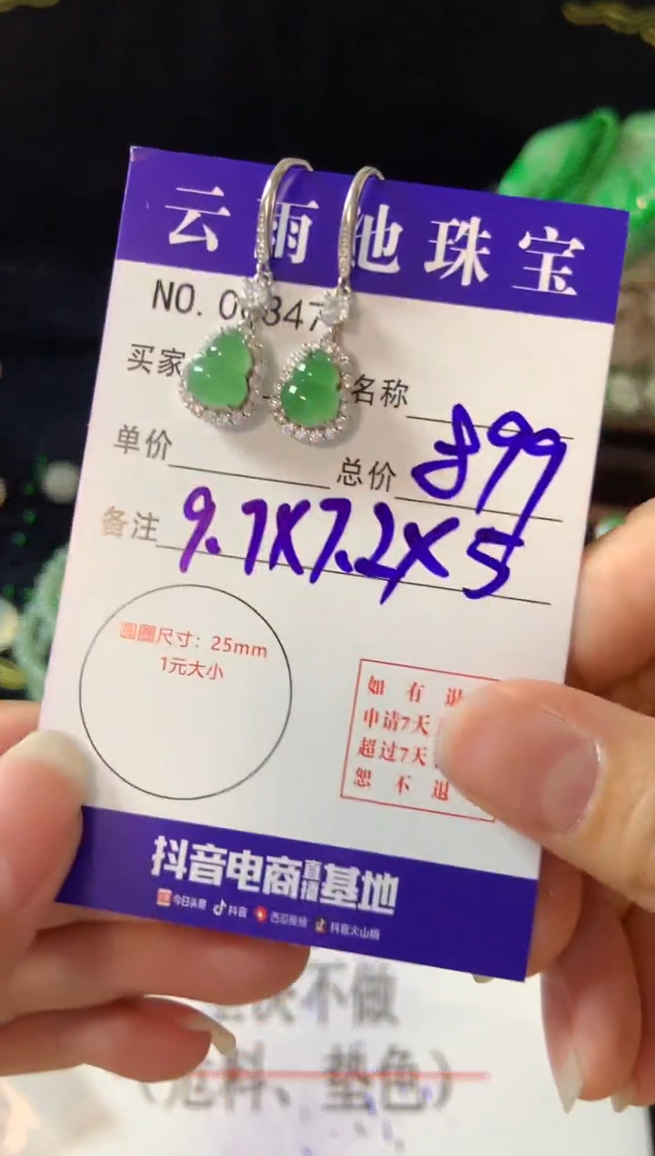 【闪购商品】翡翠耳饰银S925镶嵌翡翠