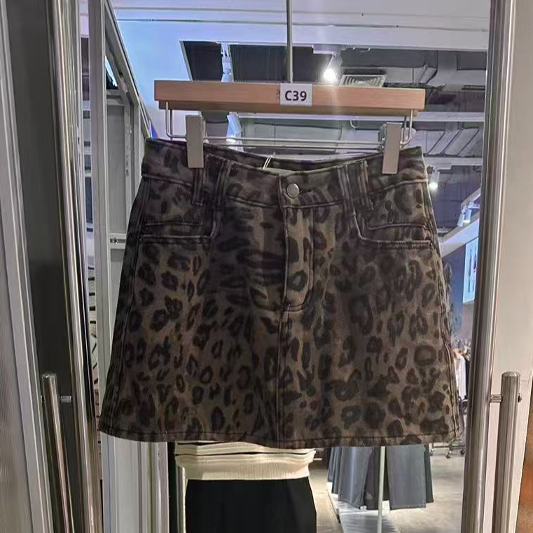 A型豹纹高腰短裙半身裙X8C2411483