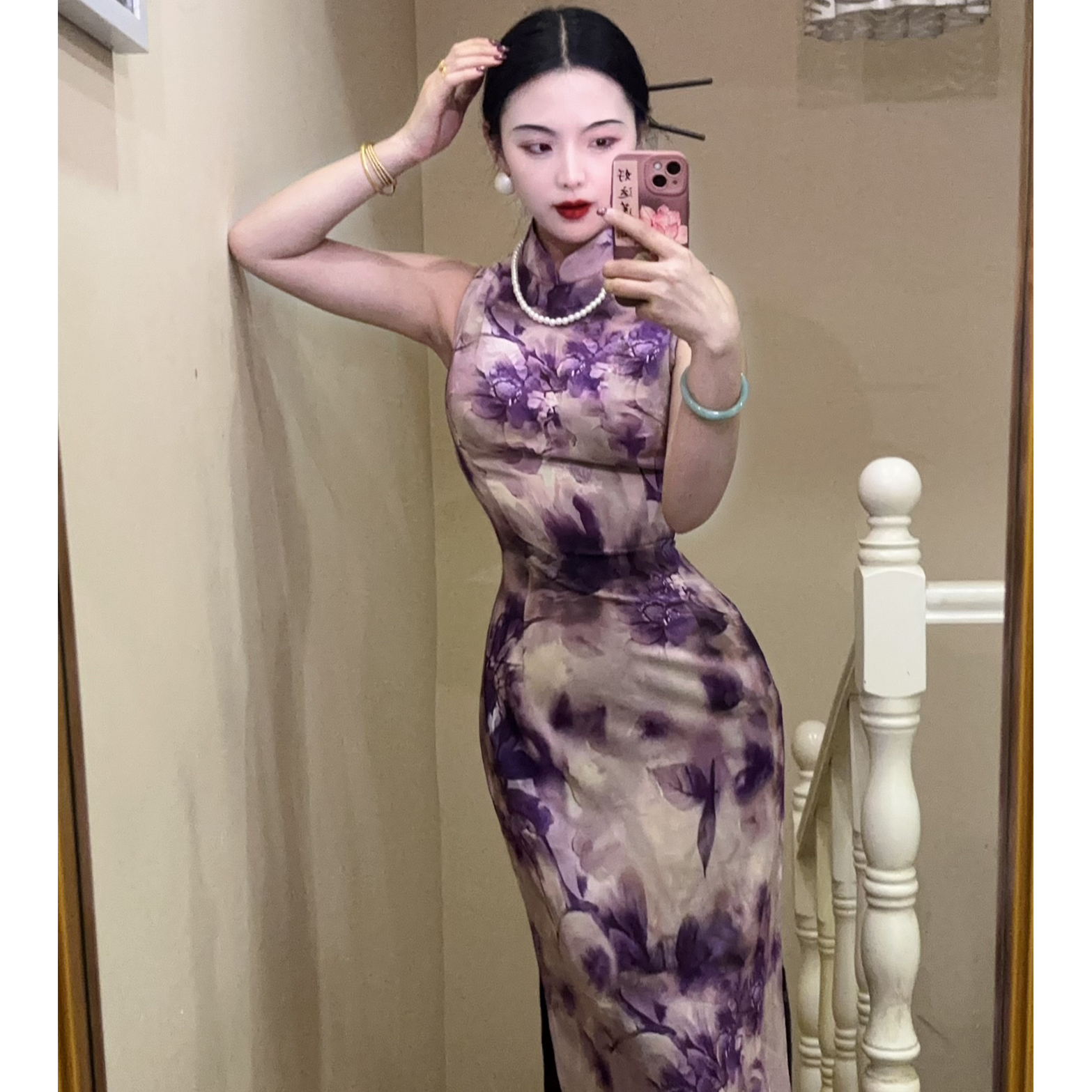 LHMknk1画报夫人原创自制港工旗晕染袍连衣裙 醉生梦