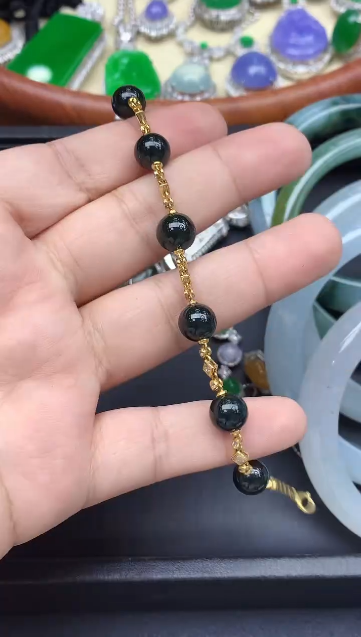 18K金镶嵌手链翡翠620-中国好珍宝