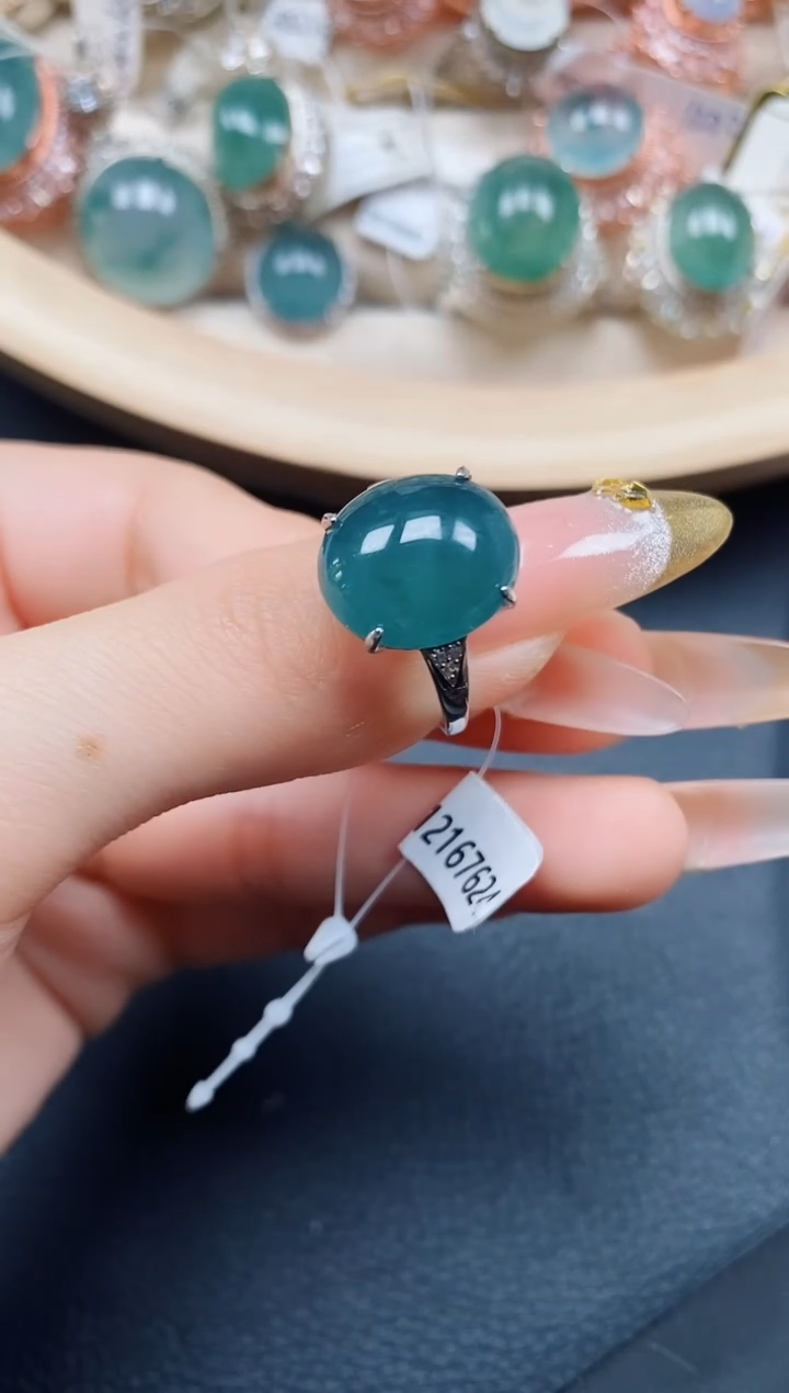 【闪购商品】翡翠戒指银S925镶嵌翡翠