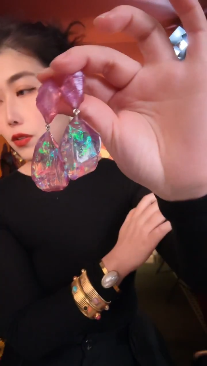 合金无合金无复古百搭极光紫色耳针