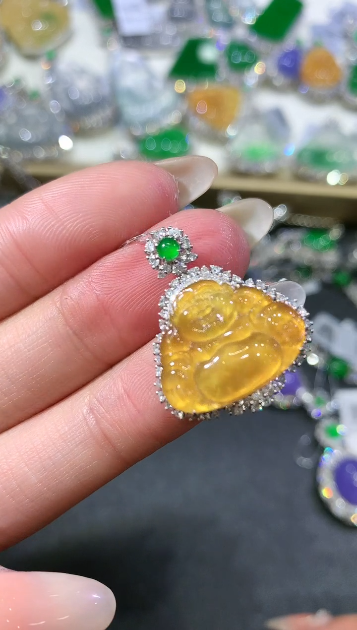 【闪购商品】翡翠吊坠(不含链)18K金镶嵌84-佛公