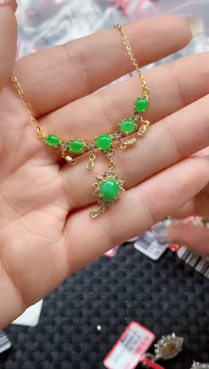 银S925镶嵌戒指翡翠天然A货缅甸翡翠