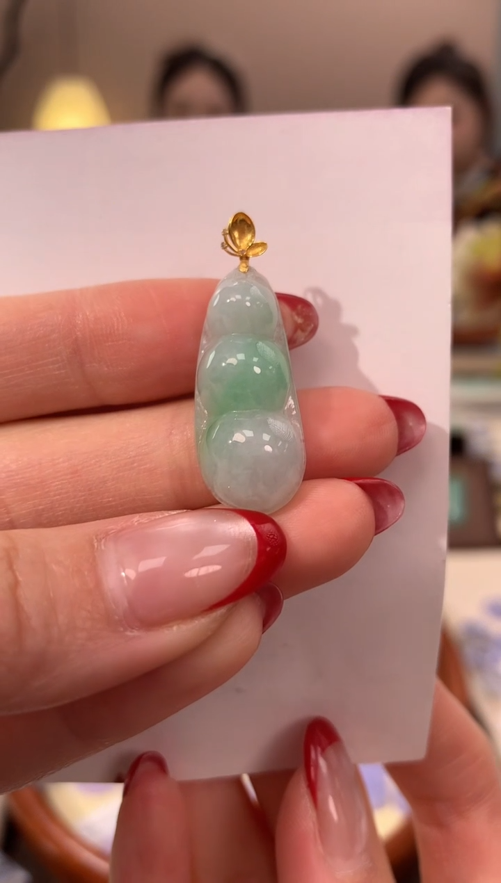 【闪购商品】翡翠颈饰18K金镶嵌天然缅甸a货翡翠