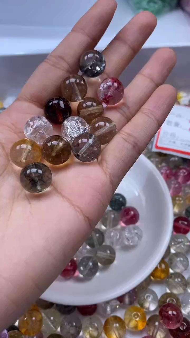 颈饰未镶嵌水晶A1085-多宝色碧玺12mm*8颗