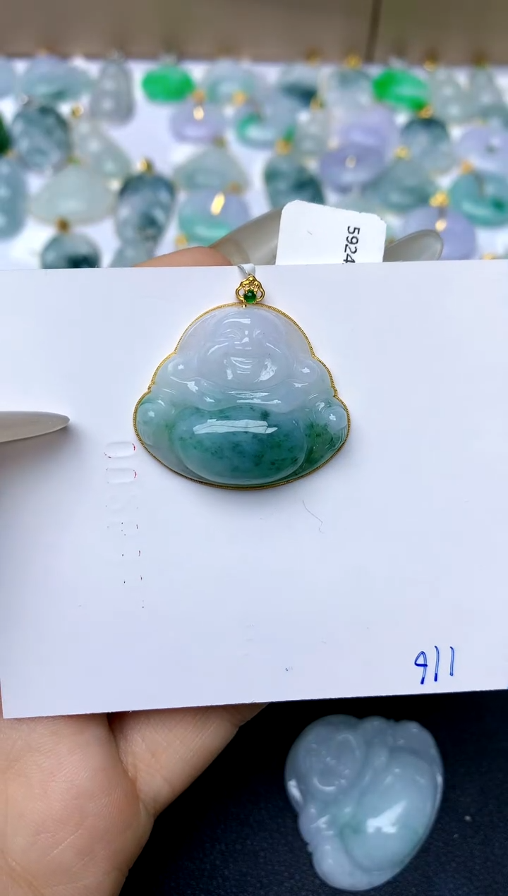 【闪购商品】翡翠颈饰18K金镶嵌116天然A货翡翠