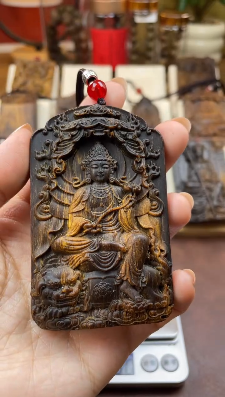 木木雕款芽庄 十二生肖守护 文殊菩萨 8cm 送养香瓶