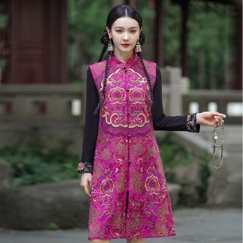[WYZAKING]【婉婉有仪】新中式国风重工刺绣中长款马甲坎肩外搭背心