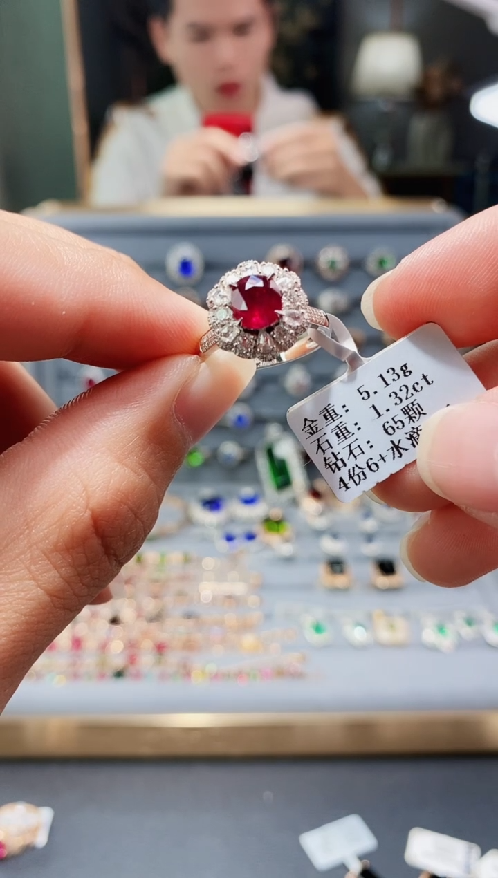 【闪购商品】红宝石戒指18K金镶嵌1.32.