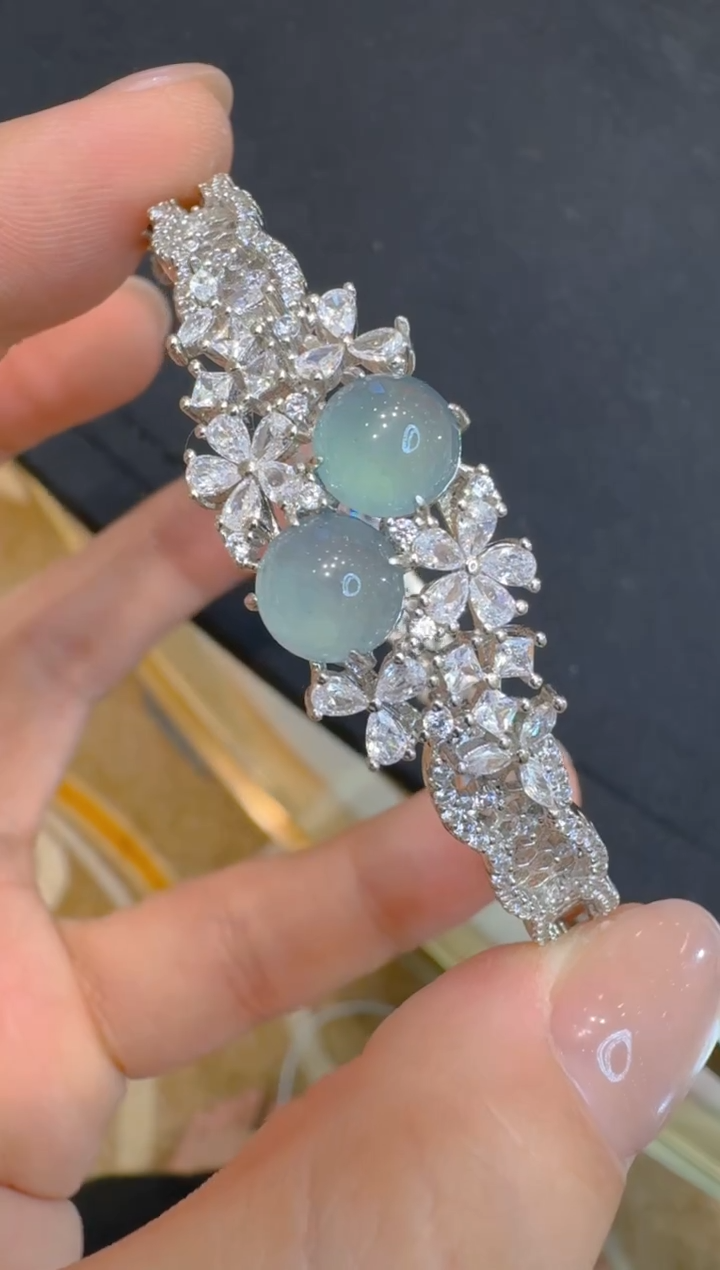 银S925镶嵌手镯翡翠多样性团购发一件