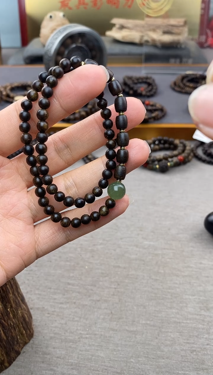 【闪购商品】沉香手串顺化紫棋05+白棋8颗 双圈沉水