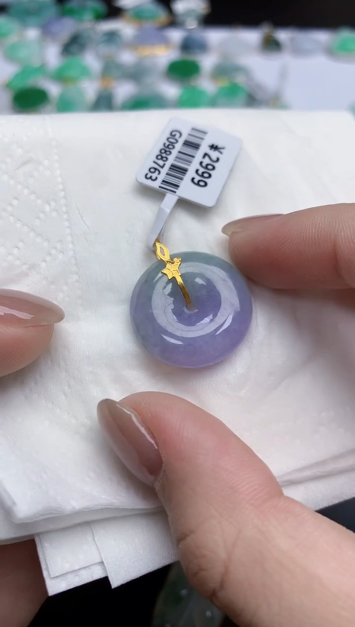 【闪购商品】翡翠颈饰18K金镶嵌天然缅甸翡翠A货