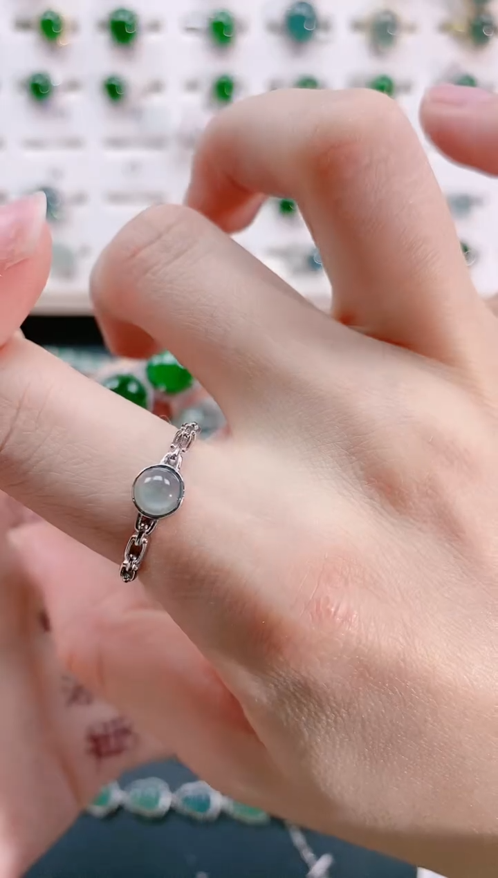 【闪购商品】翡翠戒指银S925镶嵌天然翡翠