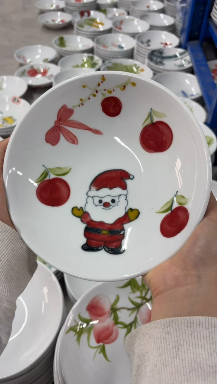 瓷片景德镇高温陶瓷食品级手绘釉中彩-圆深盘