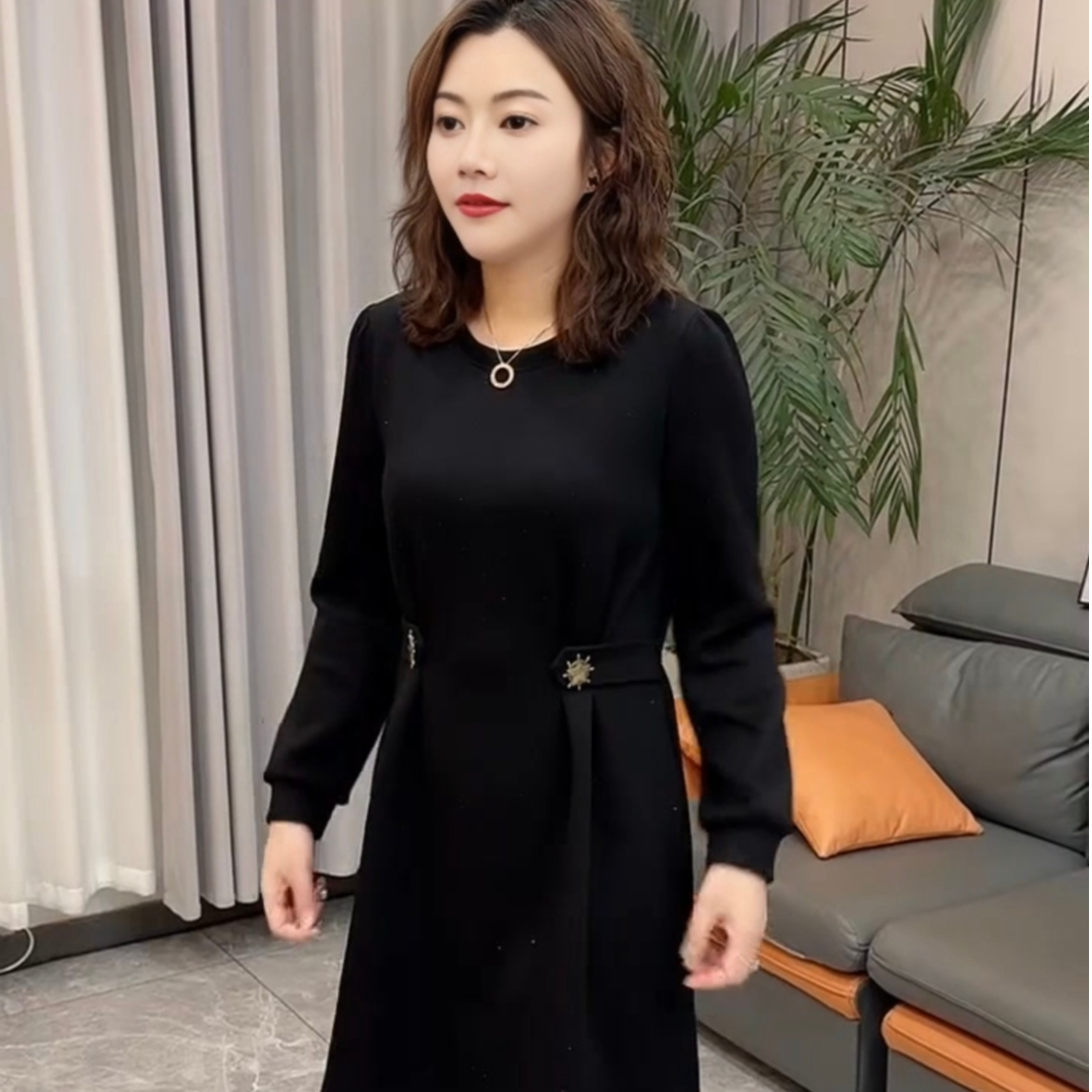 满天星收腰显瘦时尚洋气小黑裙2570