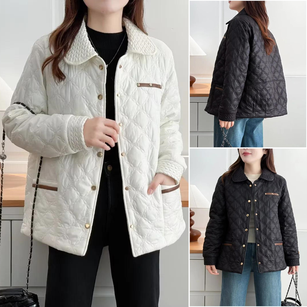 女装新款冬装2025胖妹妹菱格中年甜辣大码小香风女棉服翻领棉袄