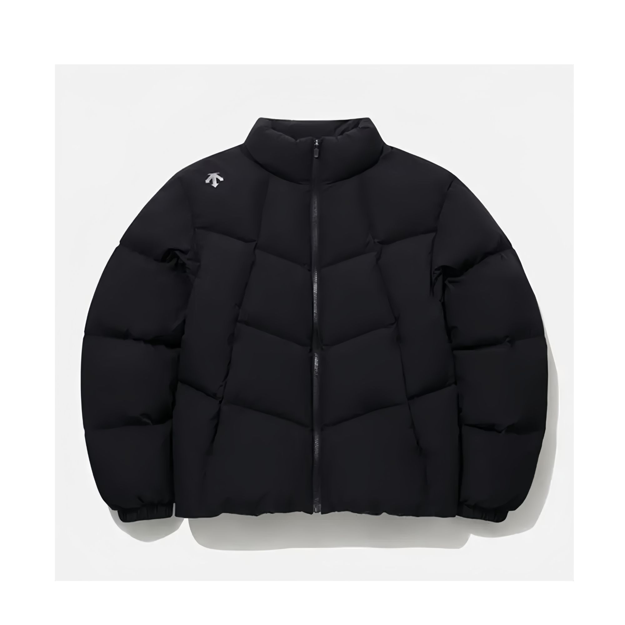 DESCENTE/韩版时尚立领菱形格纯色羽绒服男女短款冬季保暖外套