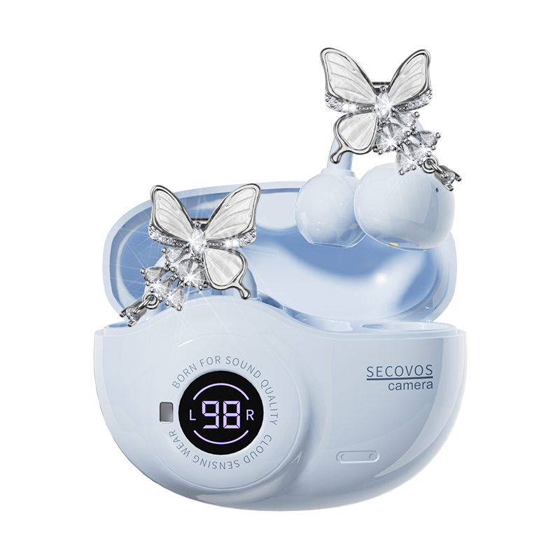 白色蝴蝶耳饰（仅适用于苏卡思品牌夹耳式耳机）