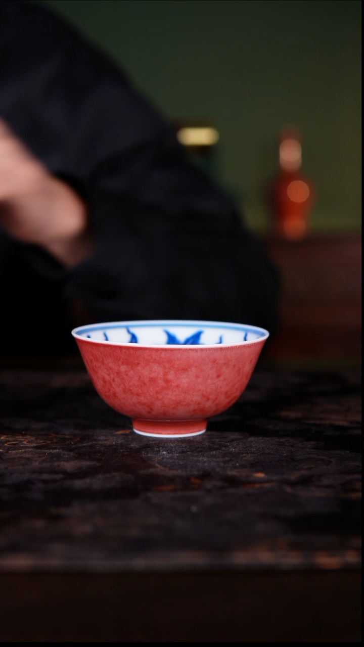 杯子白泥景德镇豇豆红高温釉