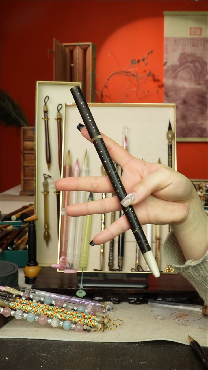 459号闪孤品高货毛笔链接 清水试笔 蘸墨不退