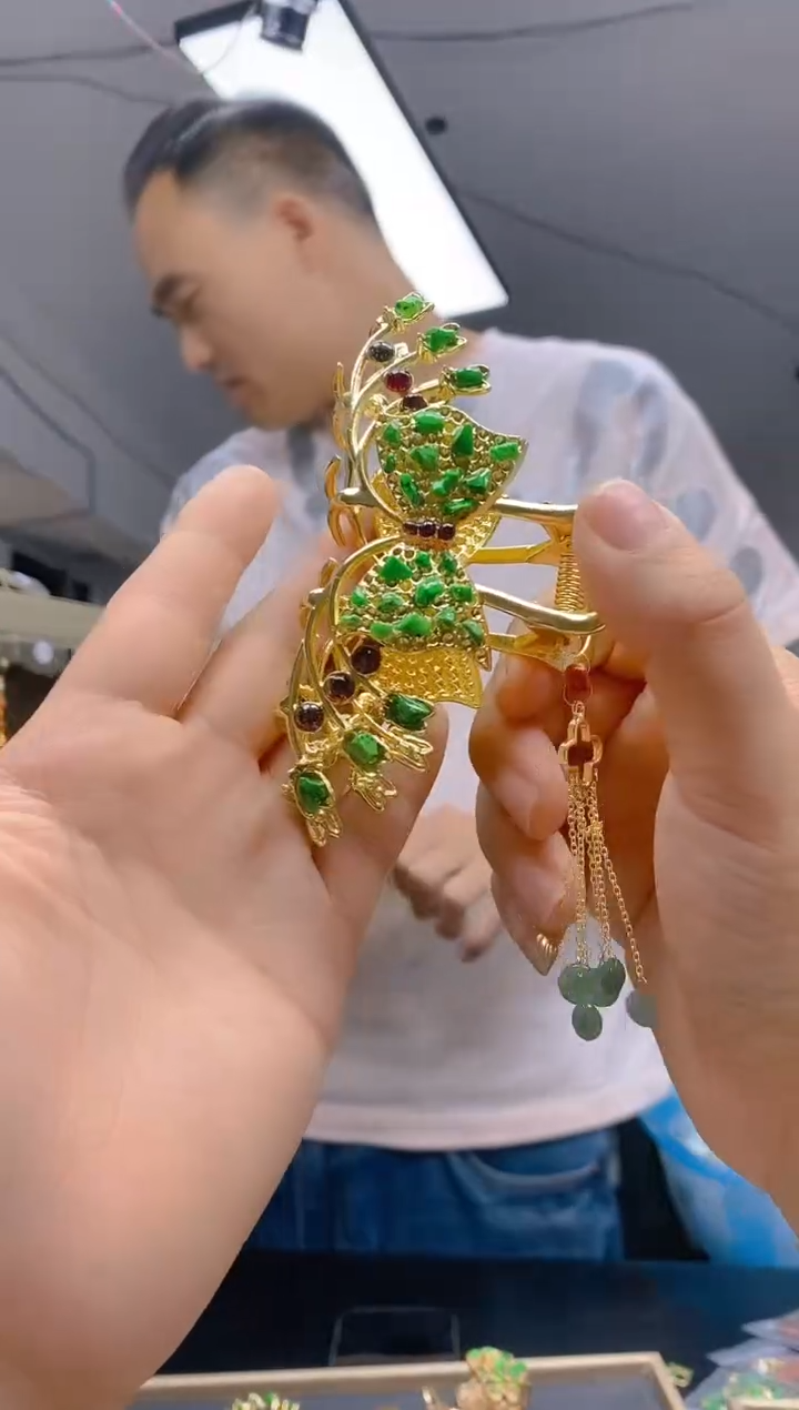 【闪购商品】翡翠耳饰合金0406翡翠发簪