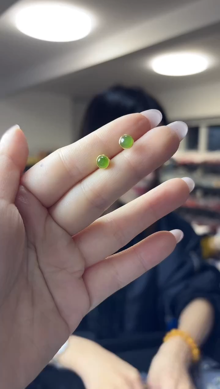 银S925镶嵌和田玉耳饰（多样性发一对）