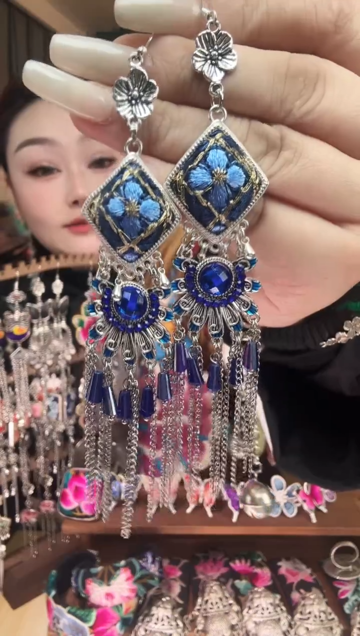 刺绣纯手工民族风刺绣耳环