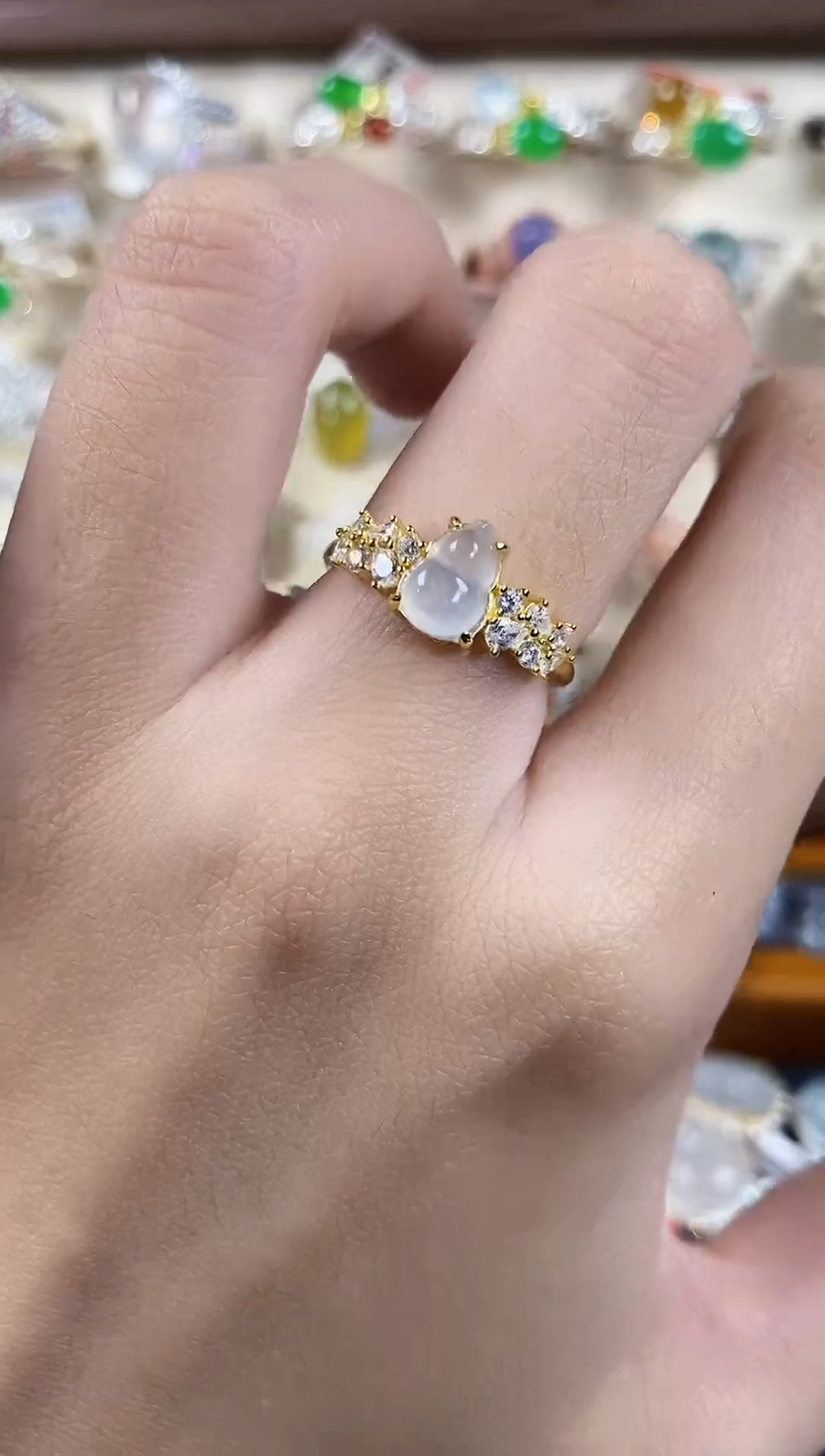 18K金镶嵌戒指翡翠天然A货翡翠153