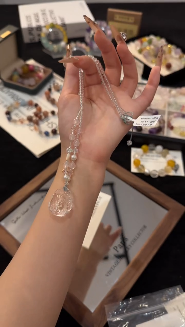 银S925镶嵌手链水晶白水晶凤九项链x3085