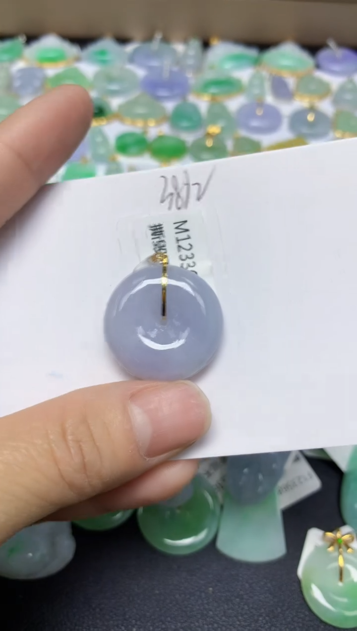 【闪购商品】翡翠挂件18K金镶嵌 天然翡翠A货