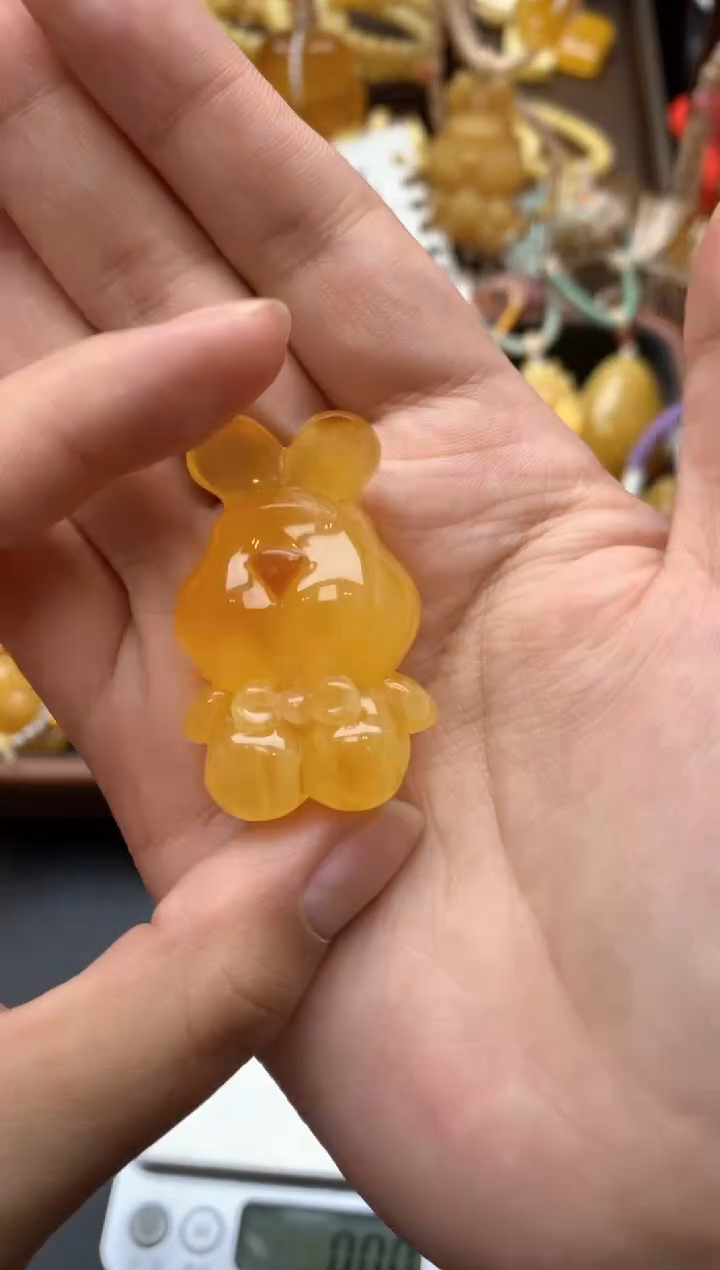 【闪购商品】未镶嵌琥珀珠宝奇石127琥珀蜜蜡花粉有纹小坑介意勿拍