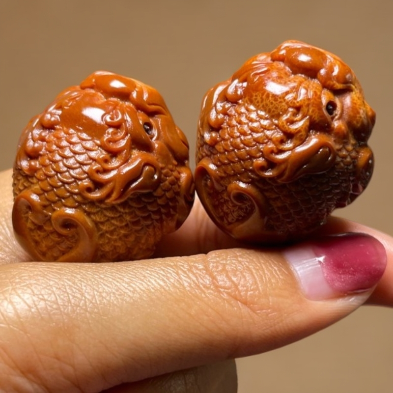 巴西橄榄核貔貅手持手把件手球原 籽