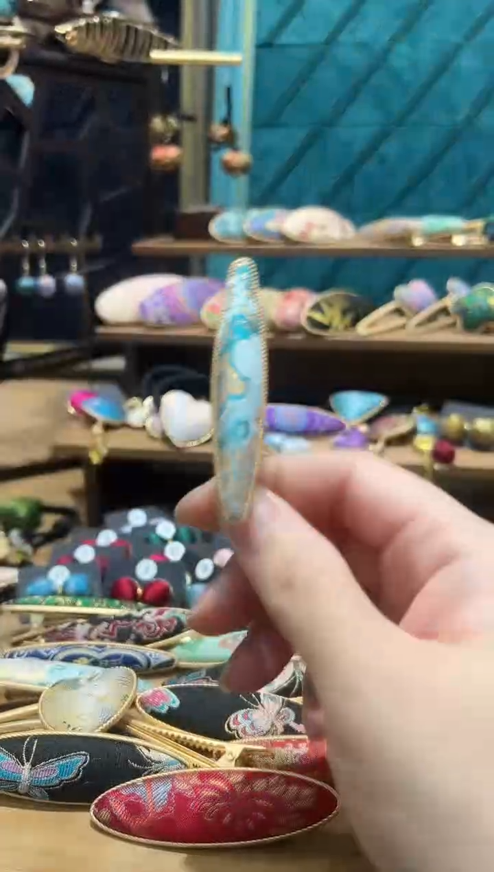 【闪购商品】【孤品车2.17】浅蓝织金小柳叶鸭嘴夹