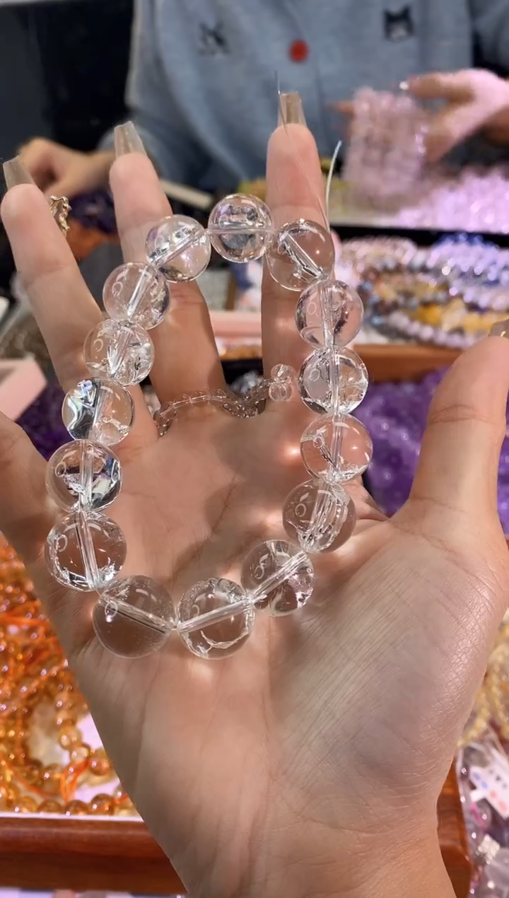 【闪购商品】水晶手链未镶嵌白阿塞高货15mm+