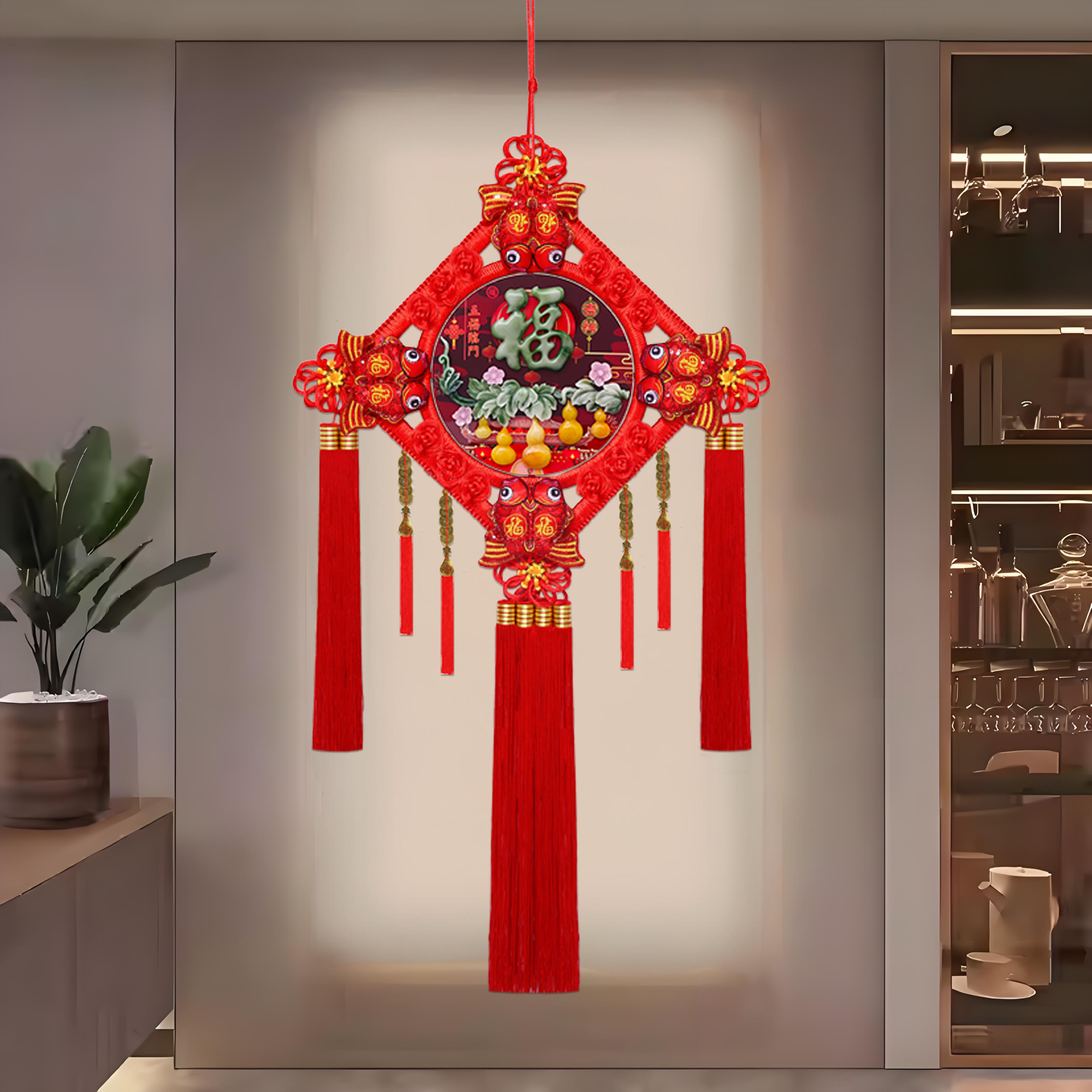 2026年新款玉雕中国结卧室电视客厅背景沙发玄关过年装饰品
