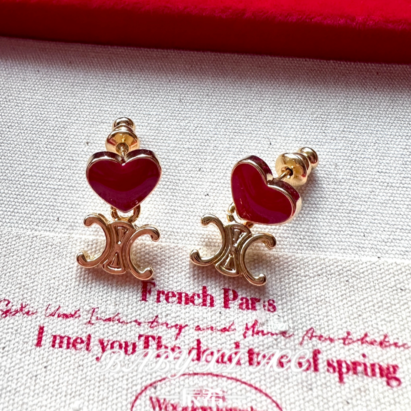 铜合金耳饰 辰希   凯旋门红色简约复古百搭时尚轻奢气质E053