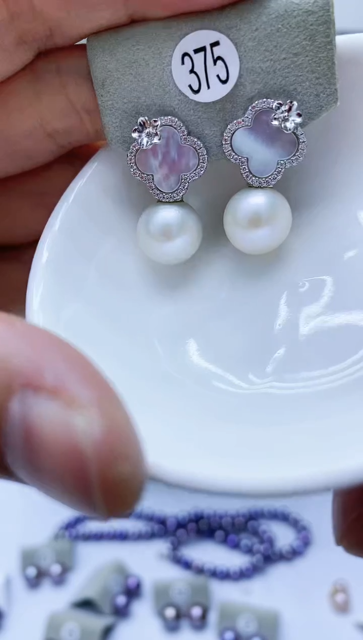 【闪购商品】淡水珍珠耳饰银S925镶嵌375