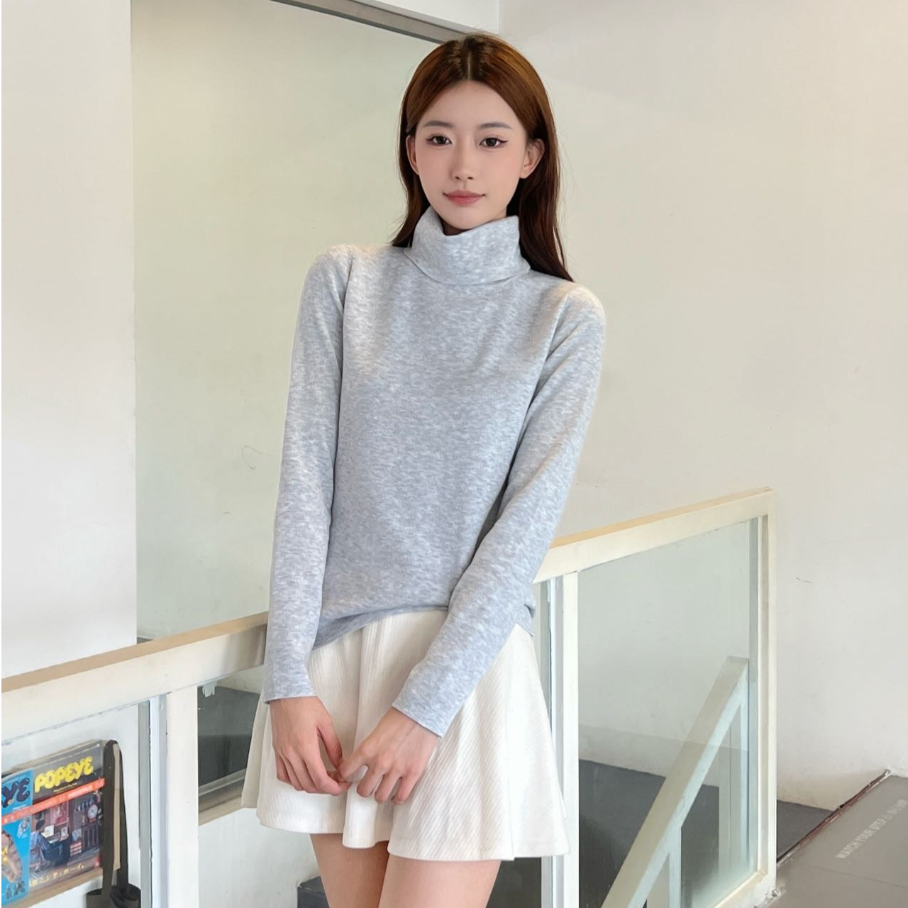 秋季Ins风针织长袖冬毛针织衫上衣半高领翻领打底毛衣B021