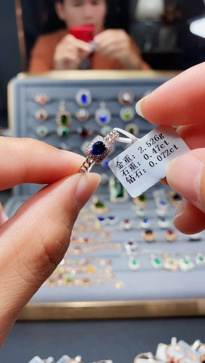 【闪购商品】蓝宝石戒指铂Pt950镶嵌0.47.