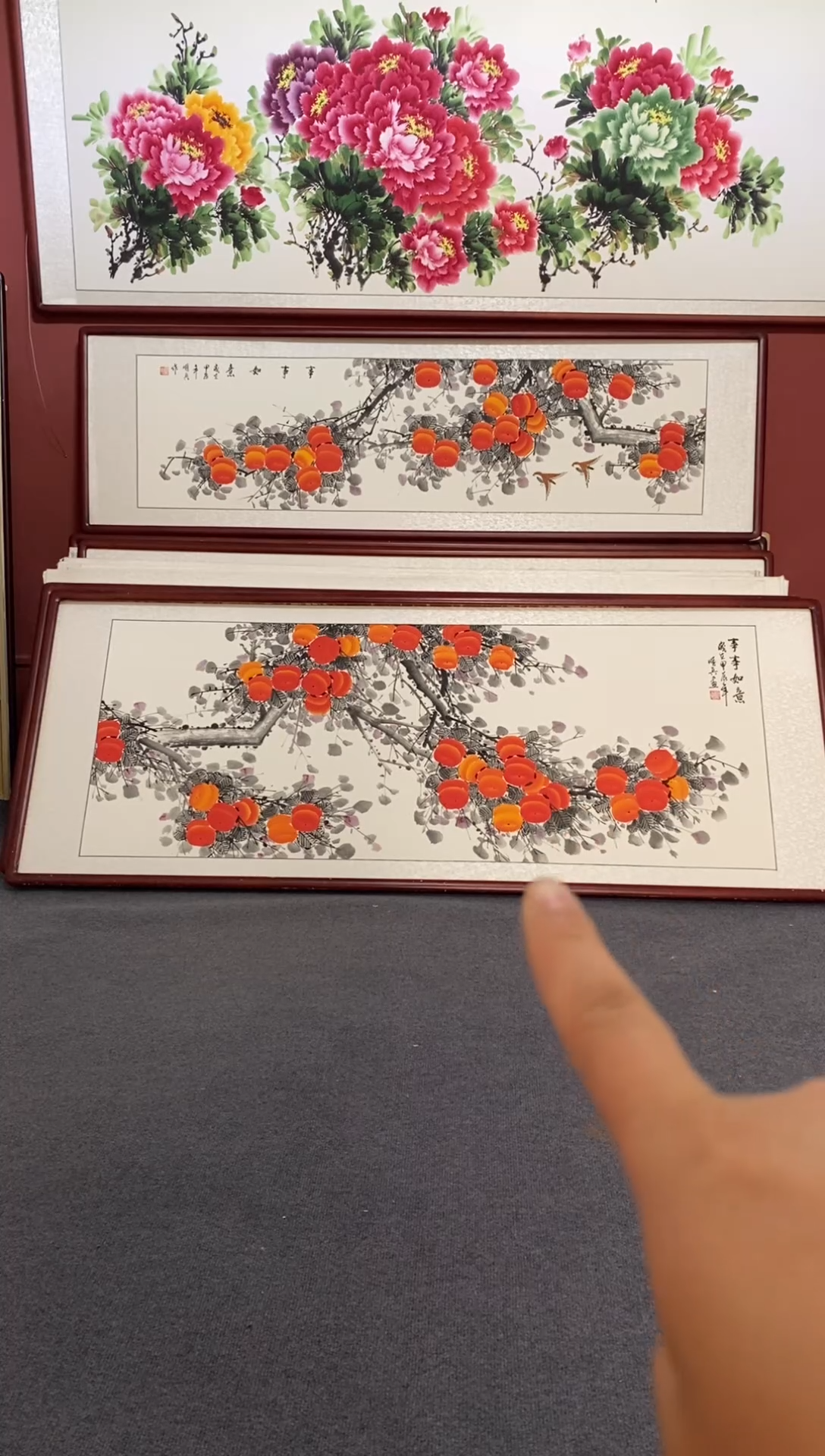 国画事事如意带框215*85cm