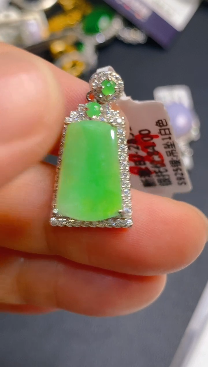 【闪购商品】翡翠耳饰银S925镶嵌天然A货翡翠1
