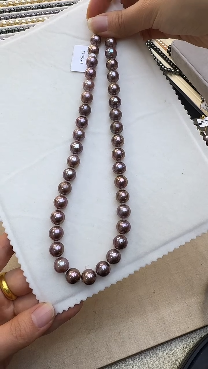 项链银S925镶嵌淡水珍珠金属紫项链XL2920  