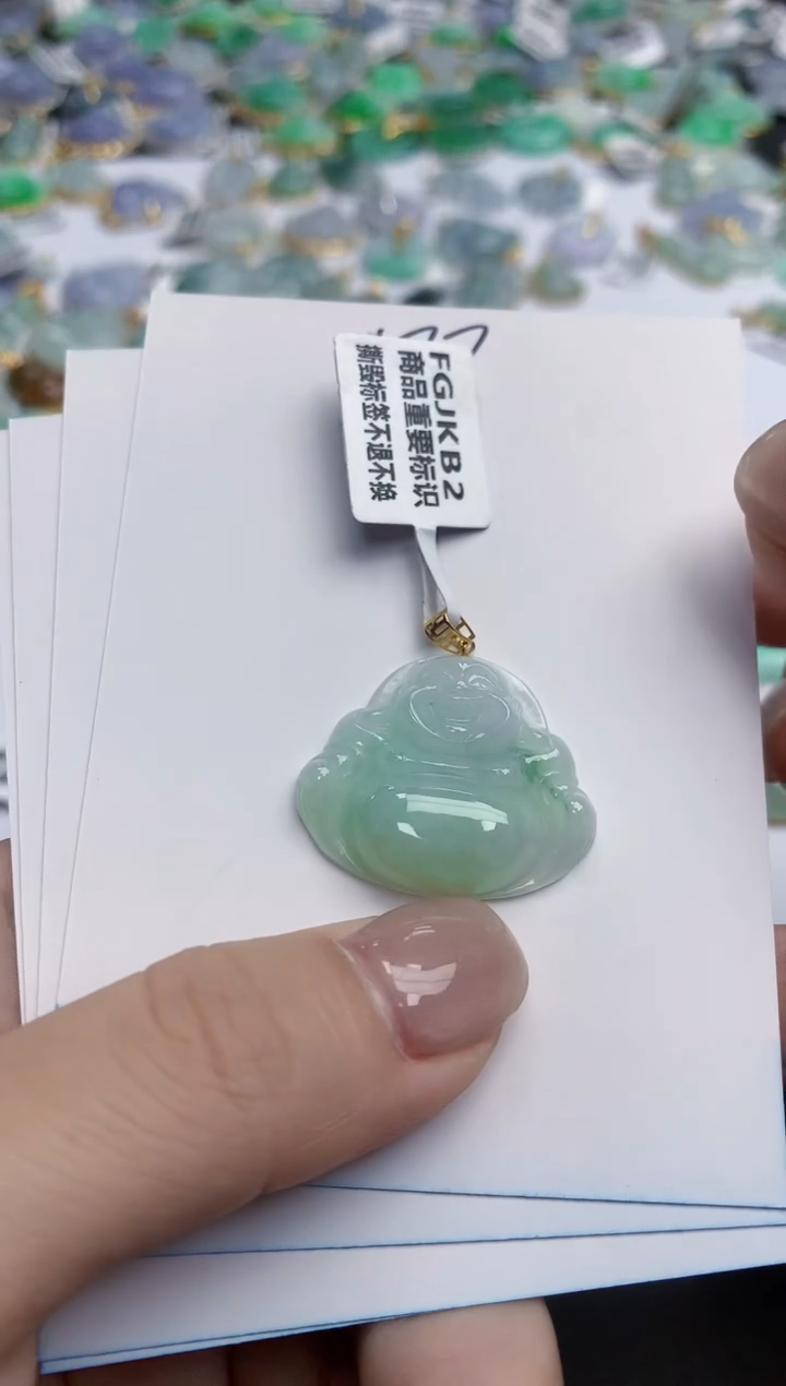 【闪购商品】翡翠颈饰18K金镶嵌天然缅甸翡翠A货